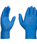 Blue Nitrile Gloves 3 Mil Textured Large Latex Free Powder Free Box Of 100, shown displaying textured surface and flexible fit