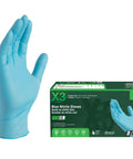 Blue Nitrile Gloves 3 Mil Textured Large Latex Free Powder Free Box Of 100 showing single glove and packaging