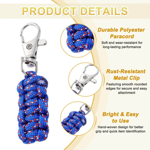 Paracord Zipper Pulls 80 Mm For Backpacks And Luggage Polyester Rope With Rust Resistant Metal Clasp 5 Pack Blue details