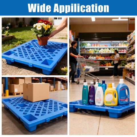 Lightweight Plastic Pallet 23.6 In By 19.7 In By 3.9 In Waterproof Floor Pallet With Breathable Grid for indoor and outdoor use