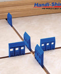 Heavy Duty Reusable Plastic Construction Shims Set Of 100 For Spacing Leveling And Plumbing Projects in use on tile floor