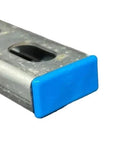 Low profile blue plastic safety end caps for Unistrut channel, 13/16 by 1-5/8 inches, 10 count; protects workers from sharp edges