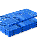 Interlocking 4 Pack Plastic Pallets with Buckle Lock System for Basement Storage, Moisture Proof and Breathable Grid, 23.6 x 11.8 x 1.18 Inches, Blue