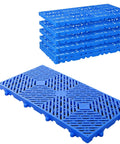6-Piece Rhombic Plastic Pallet With Breathable Grid Ventilation For Interlocking Splice, 23.6 By 11.8 By 1.18 Inch Lightweight Floor Pallet, blue.
