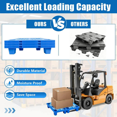 Lightweight Plastic Pallet 23.6 In By 19.7 In By 3.9 In Waterproof Floor Pallet with breathable grid, forklift lifting boxes
