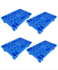 Lightweight Blue Plastic Pallet Set Of 4 Nestable HDPE Moisture Proof Floor Pallets For Restaurants Kitchens Warehouses And Retail Stores Ideal For Basement Storage 19.6 By 11.8 By 3.9 Inches