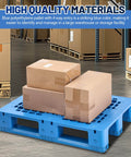Blue Plastic Pallet 32 Inch By 24 Inch By 6 Inch Breathable Grid Lightweight Beefy Poly For Wet Basements Garages And Outdoor Use