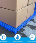 2 Pack Plastic Pallets With 0.3 Inch Round Holes And Breathable HDPE Grids For Garage Basement And Market Floors Lightweight Waterproof Storage Racks Nestable Non Slip Surface Square Support For Easy Mobility And Heavy Load Capacity.