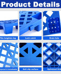 Detailed features of Six Pack Plastic Pallets Set Lightweight Nestable Polyethylene Pallets 23.6 x 19.6 x 3.9 Inches Blue