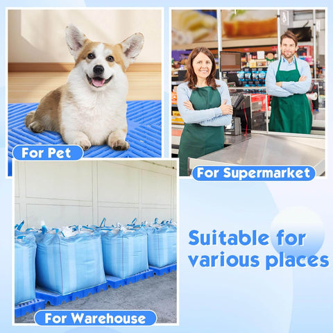 10 Pack Plastic Pallets 23.6 By 11.8 By 1.18 Inches Lightweight Moisture Proof And Waterproof Storage Grid Pallets in use