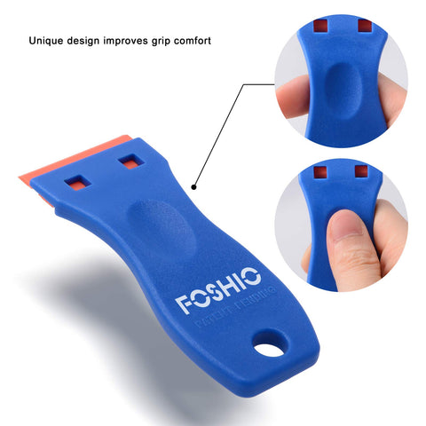Plastic Razor Blade Scraper Set With 2 Scrapers And 100 Double Edged Blades For Gasket Removal Labels Decals And Adhesive Removal On Windows And Glass Lightweight Rustproof Plastic Construction And Quick Blade Changes ergonomic grip