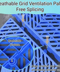 6-Piece Rhombic Plastic Pallet With Breathable Grid Ventilation For Interlocking Splice, close-up of blue grid design