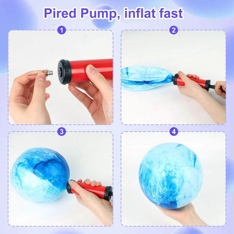 Inflating 4PCS Playground Balls for Kids, 9 Inches Dodgeballs Bouncy Balls using a red air pump