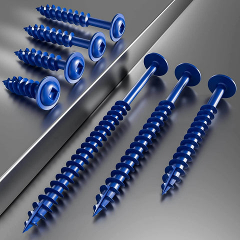 Blue pocket hole screws arranged on a metallic surface. ✝️ Wensilon (Blue) Pocket Hole Screws # 8 * 1" 165pcs 1lbs Square Hole Wood Screws