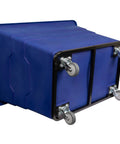 Bottom view of Heavy Duty Commercial Utility Cart Workhorse With 16 Bushel Capacity And 1000 Pound Load Capacity Steel Base And Poly Box Basket On Rolling Wheels