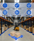 Six Pack Plastic Pallets Set Lightweight Nestable Polyethylene Pallets 23.6 x 19.6 x 3.9 Inches Blue Moisture Proof Floor Pallets