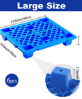 Six Pack Plastic Pallets Set Lightweight Nestable Polyethylene Pallets 23.6 x 19.6 x 3.9 Inches Blue with Breathable Grids