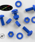 Blue Polypropylene Nuts And Bolts Set M8 x 20mm Pan Head Bolts With Washers 20 Pieces displayed on a white background