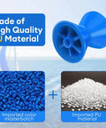 4 Inch Boat Trailer Roller Installation Aperture Half Inch Bow Stop for Boat Trailers Blue Bow Roller with Polyurethane Construction closeup with PU material shown.