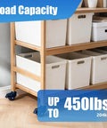 Shelf with boxes on blue 1.6 inch polyurethane caster wheels with M8 1.25 threaded stem 8mm diameter 15mm length heavy duty caster set