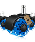 Heavy Duty 2 Inch Rubber Chair Casters Set Of 5 With Clear Polyurethane Wheels For Smooth Rolling On Hardwood Carpet And Tile Floors Universal 11 By 22 Mm Fit Ideal Replacement For Office And Gaming Desk Chairs Gentle On Floors