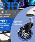 Installation guide for Heavy Duty Rubber Chair Casters Set Of 5 3 Inch Universal Fit 11 Mm By 22 Mm Wheels For Hardwood Floors Carpet and Tile Protection.