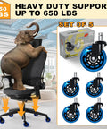 Office Chair Wheels Replacement Set Of Five 3 Inch Soft Non Marking Polyurethane Casters For All Floors Including Hardwood And Carpet Delivers Smooth Quiet Glide For Desk Chairs Blue, elephant on chair