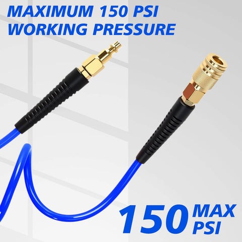Six Pack 25 Foot Polyurethane Recoil Air Hose With One Quarter Inch Quick Connect And Plug Bend Restrictor Anti Twist Coil Line