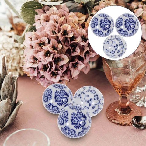 3Pcs Porcelain Balls Ceramic Balls Decorative Orbs Decorative for Centerpiece Small Spheres Floating for Bowl Vase Filler