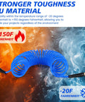 Blue Six Pack 25 Foot Polyurethane Recoil Air Hose With One Quarter Inch Quick Connect And Plug Bend Restrictor Anti Twist Coil Line