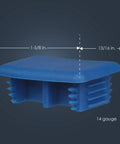 End cap for 1-5/8 inch 14 gauge metal strut channels fits standard B-Series, blue PVC, side view dimensions shown
