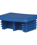 End cap for 1-5/8 inch 14 gauge metal strut channels fits standard B-Series, blue PVC, slip-on design, side view