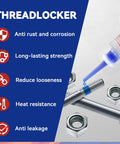 Application of Blue And Red Thread Locker Kit, Medium And High Strength Thread Lock For Nuts Bolts And Metal Fasteners, 50 Ml Each, Pack Of 2
