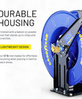 Retractable Air Hose Reel Three-Eighths Inch By 50-Foot Heavy Duty Premium SBR Hose Up To 300 Psi Reinforced Steel Construction