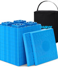 Heavy Duty RV Leveling Blocks 12 Pack With Storage Bag, blue stackable interlocking blocks for single and dual wheels.