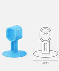 Blue soft silicone door bumper cushions handles to protect walls absorb impact and reduce noise easy to install, shown from the side.