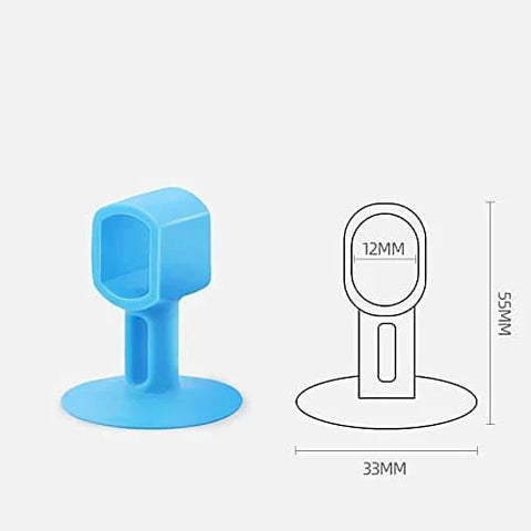 Blue silicone stopper with dimensions 33mm x 55mm. Five Piece Doorknob Wall Mute Crash Pad Silencer for Doors and Cabinets.