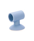 Soft silicone anti-collision door protection pad with a suction cup for easy wall protection, blue color, side view