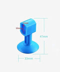 Blue silicone door stopper with measurements, part of Five Piece Silicone Doorknob Wall Mute Pad Set For Door Handles Provides Wall Protection And Quiet Silencing By Absorbing Vibration Noise Anti Collision Cushions Durable Door Stopper For Home Office And Bathroom.