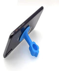 Silicone Door Stopper Bumper Pad And Wall Protector For Soft Closing Doors And Cabinets Reduces Noise And Impact Protects Walls Provides Gentle Cushioning And Easy Mounting With Suction Cup For Tile Surfaces And Handy Phone Holder displayed holding a smartphone.