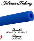 Blue silicone tubing with durable non-collapsible slippery coating, close-up view