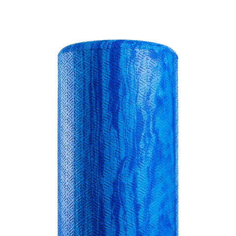 Close-up of a blue Pro Roller Soft Density EVA Foam Roller for Physical Therapy Pilates Yoga and Muscle Recovery 36 Inch.