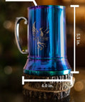 Classic Stainless Steel 20 Ounce Double Wall Beer Stein With Easy Grip Handle Vacuum Insulated Tankard Copper Finish side view