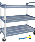 Heavy Duty Kitchen Cart With Wheels For Restaurant And Office, Three Tier Rolling Service Cart That Hauls Up To 600 Lbs, Lockable Wheels