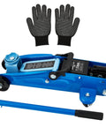 Beefy 1.5 Ton Floor Jack Low Profile For Cars With Single Piston Lift Pump Blue GAOLLY Steel Racing Jack with gloves visible