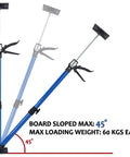 ✝️ Adjustable Support Pole, 3rd Hand Support System, Steel Support Rod for Cabinet Jacks Cargo Bars Drywall Support, Blue, angled view