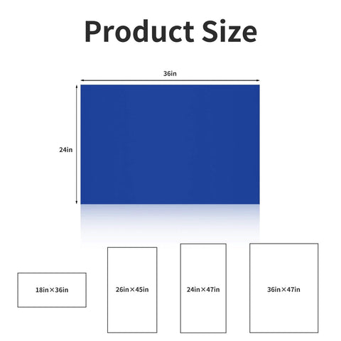 Size comparison chart of Blue Sticky Tacky Mat 24x36 Inches With 150 Sheets for cleanroom lab hospital grade use.