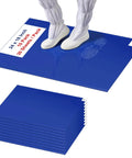 Person standing on Heavy Duty Sticky Mat Tacky Adhesive Pads 300 Sheets Bulk Pack Includes 18x24 And 24x36 Inch Blue Mats
