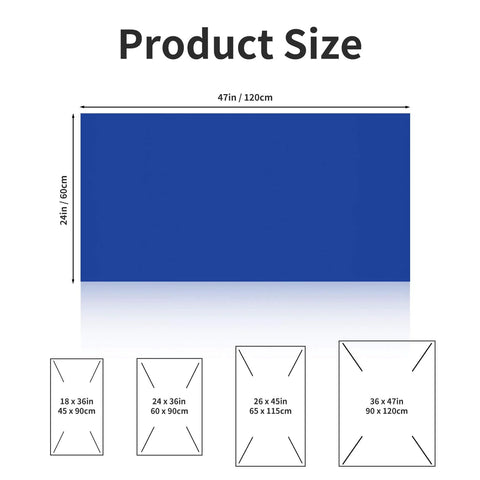 Diagram showing size options for Sticky Tacky Mat 24x47 Inches Blue Adhesive Floor Entry Mat For Cleanrooms Laboratories And Hospitals