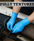 Blue 6 Mil Heavy Duty Nitrile Gloves Textured Powder Free Latex Free in use handling machinery